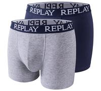 2er Pack REPLAY Basic Boxershorts Herren N139 - grey melange/indigo M