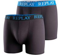 Boxershorts REPLAY "Boxershort 2er Pack", Herren, Gr. M, schwarz (schwarz, blau), Obermaterial: 95% Baumwolle CO. 5% Elasthan EL., Unterhosen (54624465-M) schwarz, blau