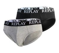 2er Pack REPLAY Basic Cuff Logo Slips Herren N088 - grey melange/black L