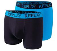 REPLAY Herren Boxershorts I101143BB - Blau/Schwarz, 2er Pack mit Logo-Bund GR. XL