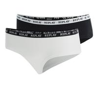 REPLAY Damen Panties, 2er Pack - Slip, Logobund, Baumwollmischung Schwarz/Weiß XL