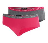 2er Pack REPLAY Culotte Panties Damen N287 - dark grey melange/fuxia/white XL