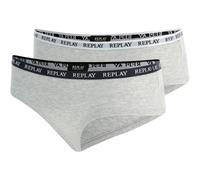 Replay Damen 2er Pack Slips mit Logobund, Light Grey Mel N288 (Grau), XL