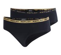 2er Pack REPLAY Culotte Panties Damen N289 - black/gold XL