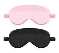2er Pack Schlafmaske Aus Seide Augenmaske Zum Schlafen Weiche Satin Augenbinde Mit Gummiband Bequeme Nachtschlafmaske für Damen und Herren (Schwarz Rosa)