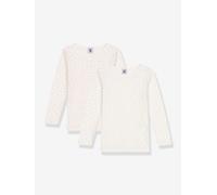 2er-Pack Shirts mit kleinen Herzen Kinder PETIT BATEAU, Baumwolle weiß Gr. 146/152