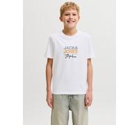 Rundhalsshirt JACK & JONES JUNIOR "JORCANGGU TEE SS CREW NECK 2PK MP JNR", Jungen, Gr. 140, arabian spice pack:with hellweiß, Single Jersey, Obermaterial: 100% Baumwolle, bedruckt, regular fit normal,