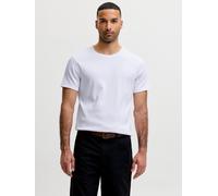 Rundhalsshirt JACK & JONES "JJEORGANIC RIB TEE SS CREW NECK 2PK MP", Herren, Gr. L, weiß, Jersey, Obermaterial: 95% Baumwolle, 5% Elasthan, unifarben, slim fit normal, Rundhals, Shirts Rundhalsshirt,