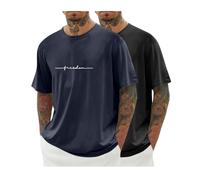 2er Pack T-Shirts für Herren Oversized Sommer Tshirt Los Loose Fit T Shirt Lang Tops Männer Casual Mode Motiv Bekleidung Junge Basic Tee Shirts Vintage Streetwear Baumwolle Sportshirt S - 5XL