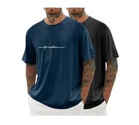 2er Pack T-Shirts für Herren Oversized Sommer Tshirt Los Loose Fit T Shirt Lang Tops Männer Casual Mode Motiv Bekleidung Junge Basic Tee Shirts Vintage Streetwear Baumwolle Sportshirt S - 5XL