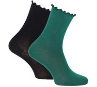 2er Pack Tamaris Ruffle-Cuff Socken Damen 9804 - storm-black 39-42
