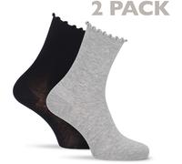 2er Pack Tamaris Ruffle-Cuff Socken Damen 9805 - storm/black 39-42