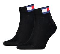 Kurzsocken TOMMY HILFIGER "TH UNI TJ QUARTER 2P FLAG", Herren, Gr. 39-42, schwarz, Baumwollmischung, Socken, Verstärkte Ferse und Spitze für zusätzliche Strapazierfähigkeit (78621245-39) schwarz