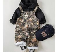 2er/Set Baby Jungen Thermische Kapuzenjacke & Camouflage Lätzchen Winterhose Outfit,Grünes Camo,Herbst,Street Life Lässig Grafik Street Fashion,Club K