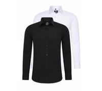 Langarmhemd RUSTY NEAL, Herren, Gr. S, EURO-Größen, schwarz-weiß (schwarz, weiß), 60% Baumwolle, 37% Polyester, 3% Elasthan, unifarben, Hemden, im Slim-Fit geschnitten (83733518-S) schwarz, weiß