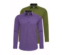 Langarmhemd RUSTY NEAL, Herren, Gr. XL, EURO-Größen, lila (lila, grün), 60% Baumwolle, 37% Polyester, 3% Elasthan, unifarben, Hemden, im Slim-Fit geschnitten (42643808-XL) lila, grün