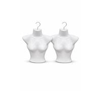 2er Set Damen Torso Halbschale Weiß - Schaufensterpuppe weiblich zum Aufhängen - Damentorso Kunststoff mit Haken - Oberkörper Büste für Kleidung, Dessous & Textilien