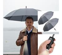 2er-Set Faltbarer Regenschirm mit LED-Taschenlampe, Ø105 cm, anthrazit: Ein perfekter Allwetter-Begleiter für Dunkelheit & Regenschauer