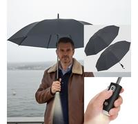 2er-Set Faltbarer Regenschirm mit LED-Taschenlampe, Ø105 cm, schwarz: Ein perfekter Allwetter-Begleiter für Dunkelheit & Regenschauer