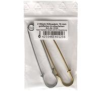 2er Set Kiltnadel 76mm 1x Gold + 1x Silber, Maxi Sicherheitsnadeln groß, Schmucknadel Ziernadeln Nadel Nadeln, 0125