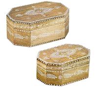 2er Set Orientalische Holzschatulle Hajdar Motiv 1 aus Mangoholz 20 cm