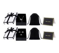 2er Set Schmuck Geschenkkästchen 9× 7× 3 cm Kleine Schmuckbox mit Samtbeutel & Karte - Ideal als Geschenkbox Armband, Halskette, Ohrringe