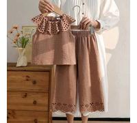 2er Set süßes & niedliches Prinzessinnen-Stil Erdbeermuster ärmelloses Tanktop & passende lange Hose für Kleine Mädchen, rosa Streifen + 3D Erdbeer-St