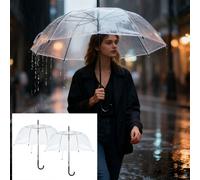 2er-Set Transparenter Regenschirm mit Automatik, 85 cm Durchmesser, klarer Glockenschirm für Damen & Herren, robuster Stockschirm mit Einhand-Öffnung