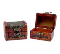 2er Set Vintage Schatzkiste Klein Holz Schmuckschatulle 8x6x6cm