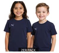 2er Sparpack PUMA TeamGoal 23 Jungen & Mädchen Sport-Shirt Baumwoll-Shirt mit Logo-Patch T-Shirt 656709 06 Dunkelblau 164