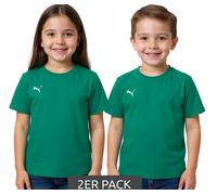 2er Sparpack PUMA TeamGoal 23 Jungen & Mädchen Sport-Shirt Baumwoll-Shirt mit Logo-Patch T-Shirt 656709 05 Grün 176