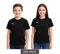 2er Sparpack PUMA TeamGoal 23 Jungen & Mädchen Sport-Shirt Baumwoll-Shirt mit Logo-Patch T-Shirt 656709 03 Schwarz 140