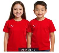 2er Sparpack PUMA TeamGoal 23 Jungen & Mädchen Sport-Shirt Baumwoll-Shirt mit Logo-Patch T-Shirt 656709 01 Rot 116