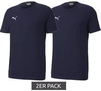 2er Sparpack PUMA TeamGoal 23 Jungen & Mädchen Sport-Shirt Baumwoll-Shirt mit Logo-Patch T-Shirt 656709 06 Dunkelblau 176