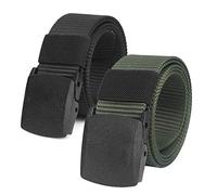 2er Unisex Gürtel Nylon Canvas Belt für Damen und Herren, Stufenlos Verstellbarer Stoffgürtel, Länge 130 cm, Breite ca. 3,8 cm, mit Kunststoff Schnalle MEHRWEG
