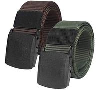 2er Unisex Gürtel Nylon Canvas Belt für Damen und Herren, Stufenlos Verstellbarer Stoffgürtel, Länge 130 cm, Breite ca. 3,8 cm, mit Kunststoff Schnalle MEHRWEG