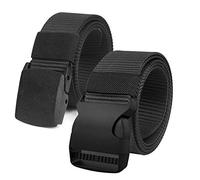 2er Unisex Gürtel Nylon Canvas Belt für Damen und Herren, Stufenlos Verstellbarer Stoffgürtel, Länge 130 cm, Breite ca. 3,8 cm, mit Kunststoff Schnalle