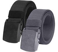2er Unisex Gürtel Nylon Canvas Belt für Damen und Herren, Stufenlos Verstellbarer Stoffgürtel, Länge 130 cm, Breite ca. 3,8 cm, mit Kunststoff Schnalle MEHRWEG