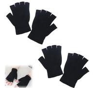 2Paar Halbfinger Handschuhe, Unisex Fingerlose Handschuhe Herbst Winter Fingerlose Fäustlinge Halbfingerhandschuhe Ohne Fingerkuppen Universalgröße Fingerless Gloves Strickhandschuhe Herren und Damen