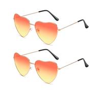 2Paar Herz Sonnenbrille Hippie Sonnenbrille Retro 60er 70er Jahre Herzform Sonnenbrille für Damen Herren Hippie Brille Herzförmige Sonnenbrillen Herzbrille für Karneval Motto Party Festivals Maskerade