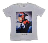 2Pac Tupac T Shirt Blau Bandana Logo Nue offiziell Herren Weiß XXL