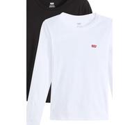 Langarmshirt LEVI'S "LS 2 Pack Tee", Damen, Gr. XS (34), weiß (2 pack tee weiß,,), Jersey, Obermaterial: 100% Baumwolle, Basic, figurbetont, Rundhals, Shirts, mit Batwing Logo-Stickerei (46566922-XS)