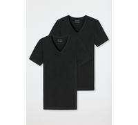 Schiesser Herren 2 Pack Unterhemd V-ausschnitt Mit Arm 95/5 Organic Wander-Shirt, Schwarz_173982, 3XL EU