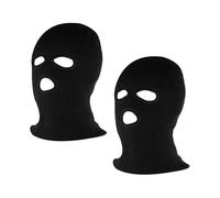 2pcs Black 3-hole Full Face Ski Mask Warm. Double Knit Winter Balaclava for Outdoor