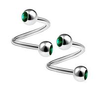 2PCS Chirurgenstahl Spirale Barbell 16 Gauge 5/16 8mm 4mm Kristall Kugel Helix Ohrringe Knorpel Piercing Ohrring Schmuck Weitere Farben, Kristall, Metall, Stahl