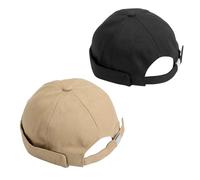 2Pcs Docker Cap Herren, Cotton Dockermütze Seemannsmütze Fischermütze Cap | Ohne Schirm Retro Brimless Hat, Rolled Cuff Harbour Hat, Unisex