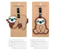 2PCS Kofferanhänger Koffer Süßes Faultier mit 4 Adressschild,Gepäckanhänger Gepäck Handtasche Tag ID Etikett Koffer Tasche Etiketten Name Adresse Schilder Reisezubehör für Frauen Männer Jungen Mädchen