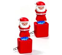 2PCS Santa Claus Keychain with LED Light & Sound, Stress Relief Fidget Toy (red)