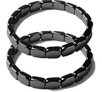 2Stk Hämatit Armband für Herren Frauen | Herren Armbänder mit Hämatit Kristall | Stilvolles Obsidian Stein Maskulines Armbands Magnetisch | Schwarzer Turmalin Armband Geschenk für Freund & Ehemann