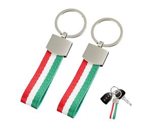 2stk Schlüsselanhänger Italienflagge, Nylonring Farben Modisch Sport | Gewebe leuchtend, Chrom haltbar, Schnur strapazierfähig, sportlich, Europa Geschenk Fanshop Auto Anhänger Schlüssel